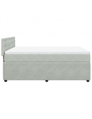 Giroletto a Molle con Materasso Grigio Chiaro 160x200cm Velluto