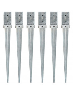 Picchetti di Terra 6 pz Argento 8x8x76 cm in Acciaio Zincato 2