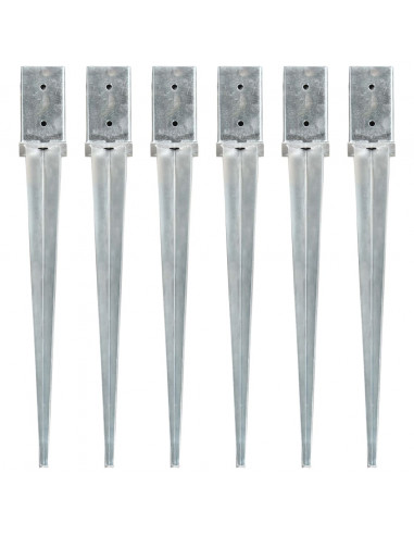 Picchetti di Terra 6 pz Argento 8x8x76 cm in Acciaio Zincato