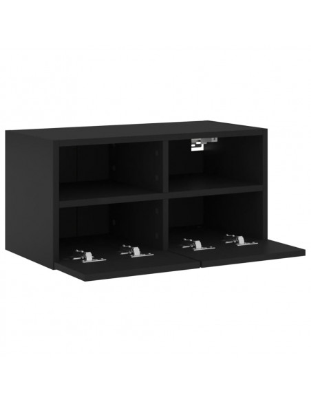 Mobile TV a Parete Nero 60x30x30 cm in Legno Multistrato