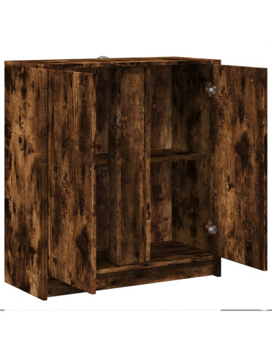 Credenza con LED Rovere Fumo 77x34x85 cm in Legno Multistrato