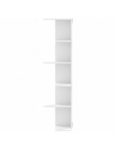 Scaffale Angolare Muro Bianco 36,5x36,5x140cm Legno Multistrato
