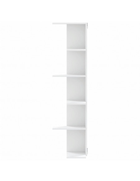 Scaffale Angolare Muro Bianco 36,5x36,5x140cm Legno Multistrato