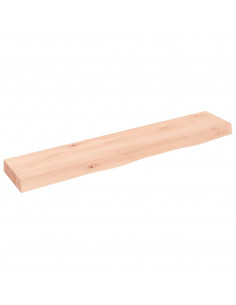 Ripiano a Parete 100x20x6 cm Legno Massello Rovere Non Trattato 2