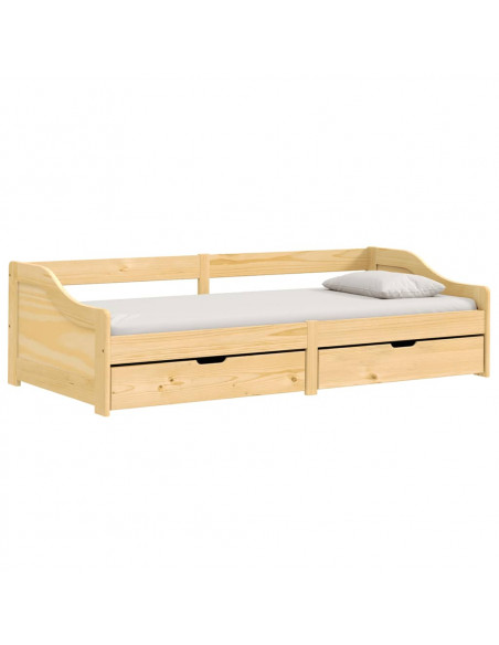 Dormeuse 2 Cassetti 90x200 cm Legno Massello Pino IRUN