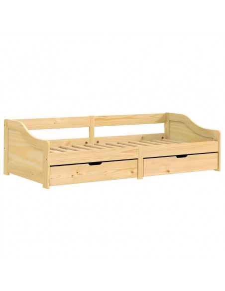Dormeuse 2 Cassetti 90x200 cm Legno Massello Pino IRUN