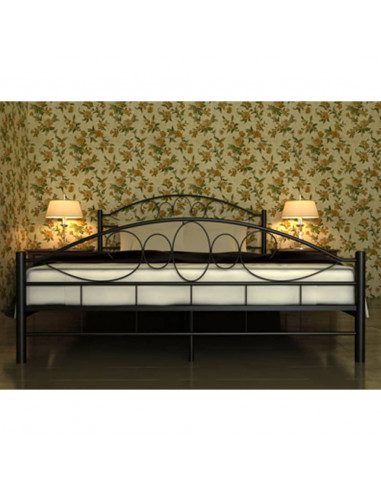 Letto con Materasso Nero in Metallo 180x200 cm