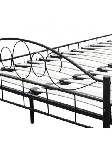 Letto con Materasso Nero in Metallo 180x200 cm