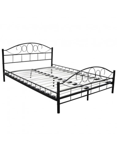 Letto con Materasso Nero in Metallo 180x200 cm