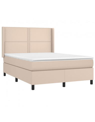 Giroletto Molle Materasso e LED Cappuccino 140x200cm Similpelle