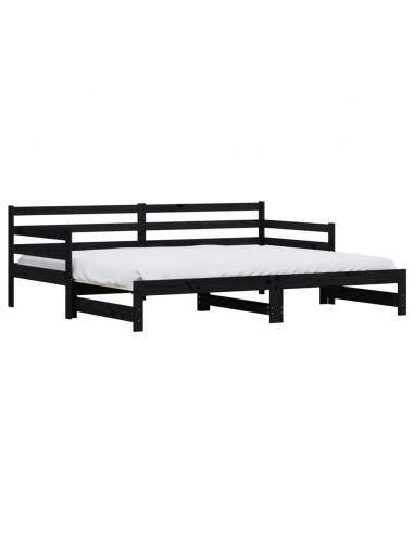 Divano Letto con Letto Estraibile Nero 80x200cm Massello Pino