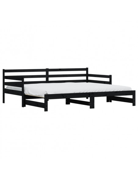 Divano Letto con Letto Estraibile Nero 80x200cm Massello Pino