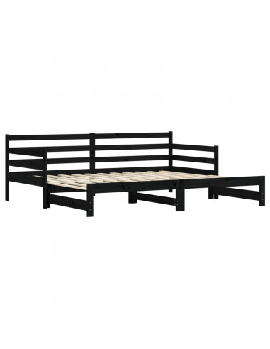 Divano Letto con Letto Estraibile Nero 80x200cm Massello Pino