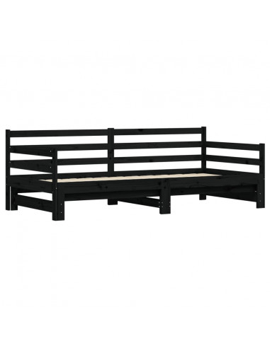 Divano Letto con Letto Estraibile Nero 80x200cm Massello Pino