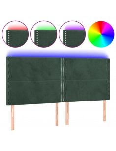 Testiera a LED Verde Scuro 160x5x118/128cm in Velluto 2