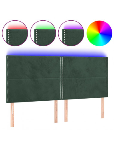 Testiera a LED Verde Scuro 160x5x118/128cm in Velluto