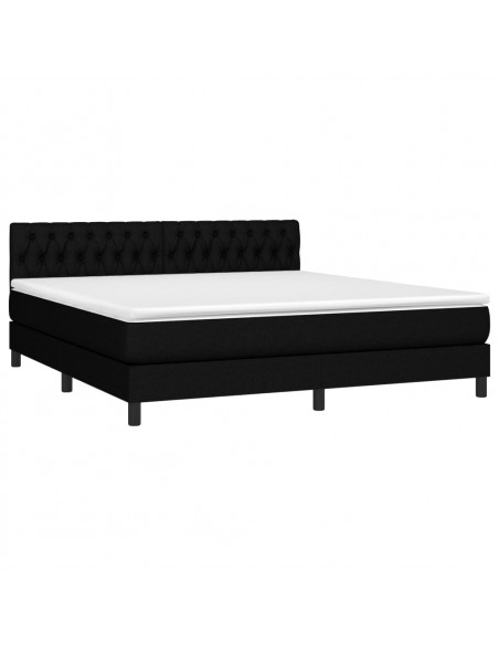 Giroletto a Molle con Materasso Nero 180x200 cm in Tessuto