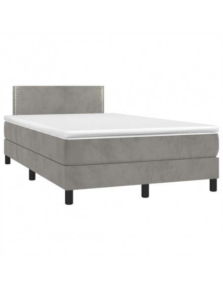 Giroletto a Molle con Materasso Grigio Chiaro 120x190cm Velluto