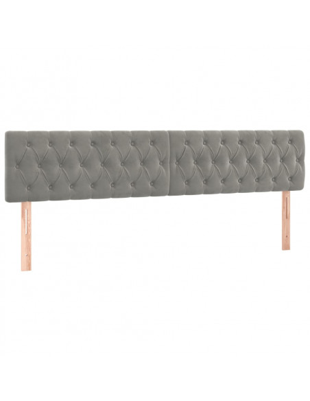 Testiere 2 pz Grigio Chiaro 100 x 7 x 78/88 cm in Velluto