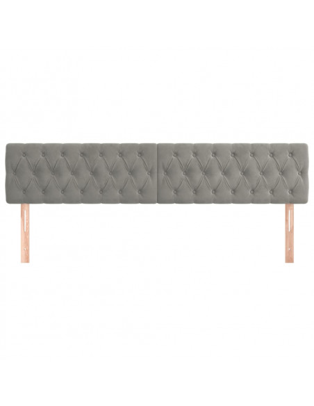 Testiere 2 pz Grigio Chiaro 100 x 7 x 78/88 cm in Velluto