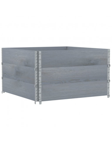 Paretali per Pallet 3pz Grigi 100x100cm Legno Massello di Pino