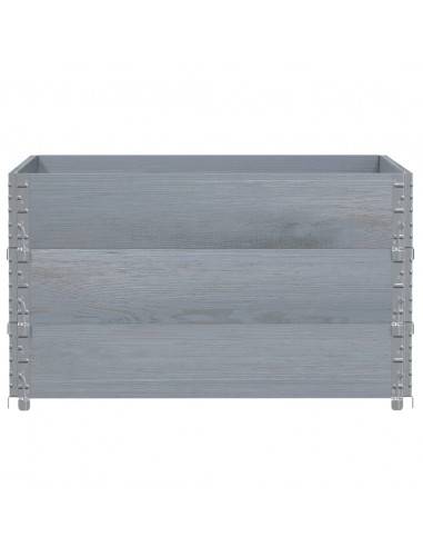 Paretali per Pallet 3pz Grigi 100x100cm Legno Massello di Pino