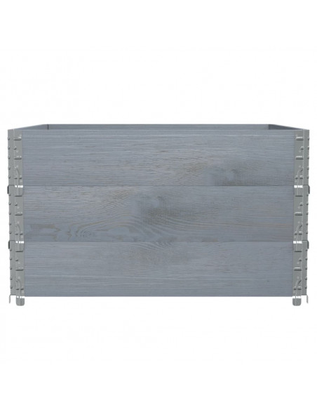 Paretali per Pallet 3pz Grigi 100x100cm Legno Massello di Pino