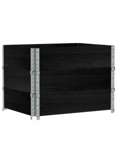 Paretali per Pallet 3 pz Neri 80x60cm in Legno Massello di Pino 2