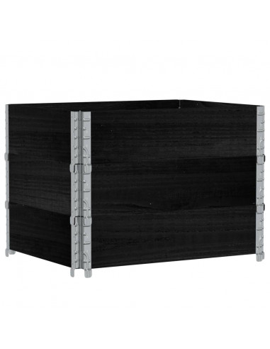 Paretali per Pallet 3 pz Neri 80x60cm in Legno Massello di Pino