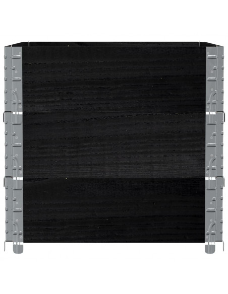 Paretali per Pallet 3 pz Neri 80x60cm in Legno Massello di Pino