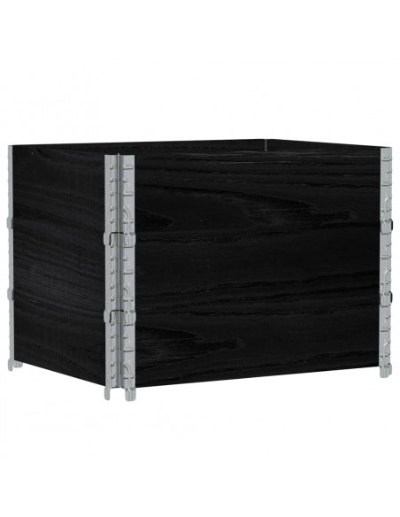 Paretali per Pallet 3 pz Neri 80x60cm in Legno Massello di Pino