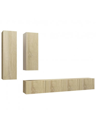 Set di Mobili TV 4 pz Rovere Sonoma in Legno Multistrato