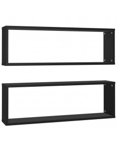 Mensole Parete a Cubo 2pz Nere 80x15x26,5cm Legno Multistrato 2