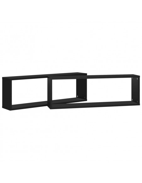 Mensole Parete a Cubo 2pz Nere 80x15x26,5cm Legno Multistrato