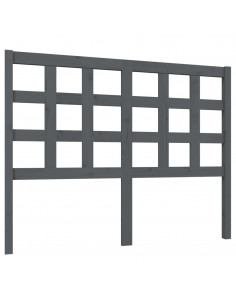 Testiera per Letto Grigia 125,5x4x100 cm Legno Massello di Pino 2