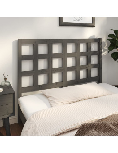 Testiera per Letto Grigia 125,5x4x100 cm Legno Massello di Pino