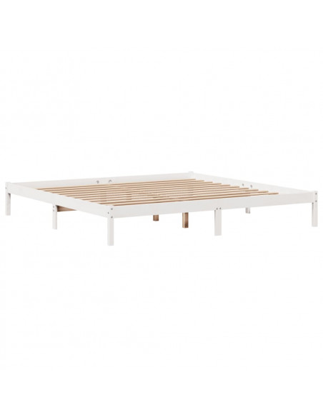 Giroletto senza Materasso Bianco 200x200 cm Legno Massello Pino