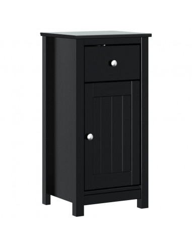 Mobile da Bagno BERG Nero 40x34x80 cm in Legno Massello di Pino