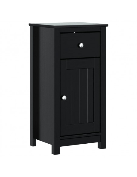 Mobile da Bagno BERG Nero 40x34x80 cm in Legno Massello di Pino