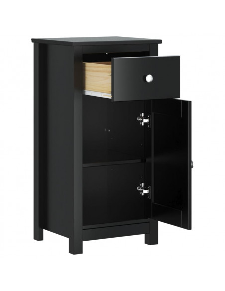 Mobile da Bagno BERG Nero 40x34x80 cm in Legno Massello di Pino