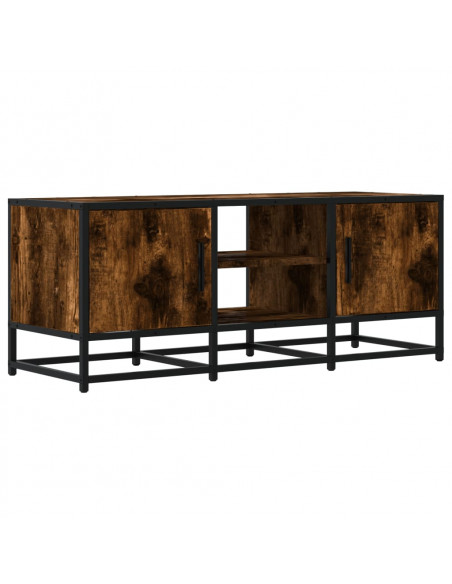 Mobile TV Rovere Fumo 100x35x41 cm Legno Multistrato e Metallo