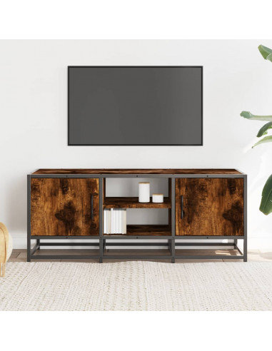 Mobile TV Rovere Fumo 100x35x41 cm Legno Multistrato e Metallo