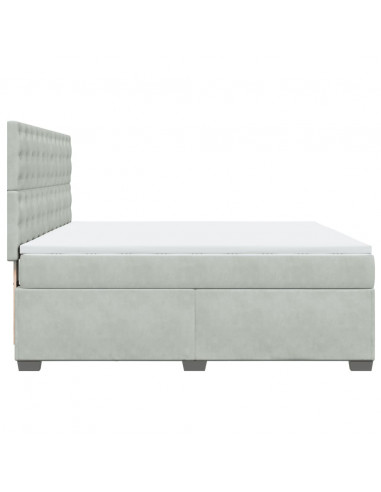 Giroletto a Molle con Materasso Grigio Chiaro 180x200cm Velluto