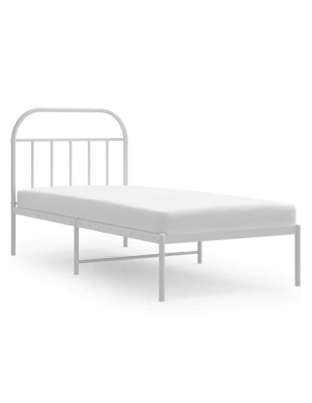 Giroletto con Testiera Metallo Bianco 90x190 cm