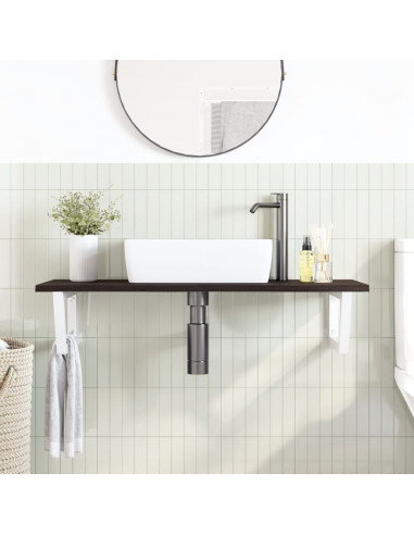 Ripiano a Parete per Lavabo in Acciaio e Massello di Rovere