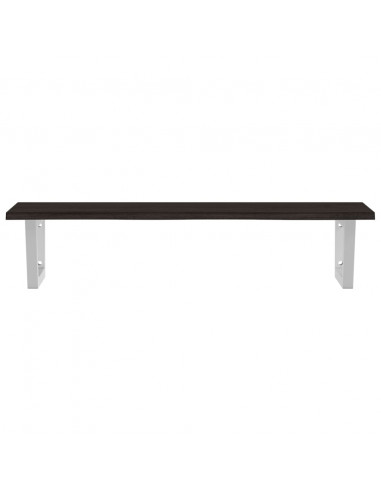 Ripiano a Parete per Lavabo in Acciaio e Massello di Rovere