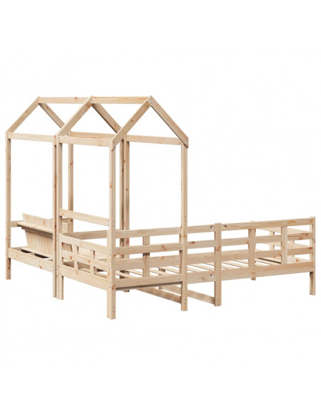 Set Dormeuse e Panca con Tetto 90x190cm Legno Massello di Pino