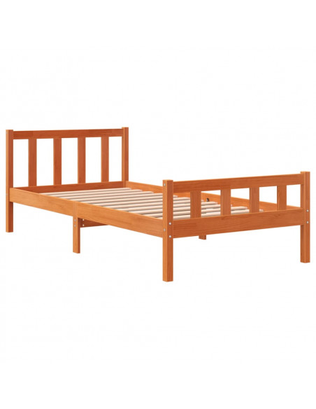 Giroletto con Testiera Marrone Cera 90x190 cm Massello Pino