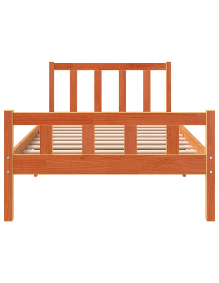 Giroletto con Testiera Marrone Cera 90x190 cm Massello Pino