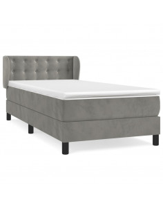 Giroletto a Molle con Materasso Grigio Chiaro 90x200 cm Velluto 2
